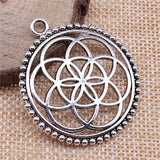 WYSIWYG 4pcs 45x40mm The Flower Of Life The Seed Of Life Charms For Jewelry Making Antique Silver Color Charms