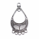 WYSIWYG 4pcs 46x25mm Antique Silver Color Water Drop Earring Connector For Jewelry Making DIY Jewelry Findings