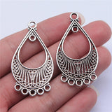 WYSIWYG 4pcs 46x25mm Antique Silver Color Water Drop Earring Connector For Jewelry Making DIY Jewelry Findings