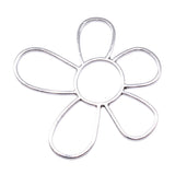 WYSIWYG 4pcs 48x42mm Antique Silver Color KC Gold Color Hollow Flower Charms Pendant For Earring Making Jewelry Accessories