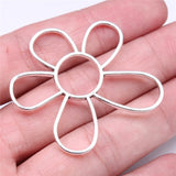 WYSIWYG 4pcs 48x42mm Antique Silver Color KC Gold Color Hollow Flower Charms Pendant For Earring Making Jewelry Accessories