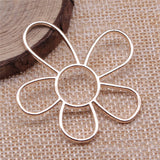 WYSIWYG 4pcs 48x42mm Antique Silver Color KC Gold Color Hollow Flower Charms Pendant For Earring Making Jewelry Accessories