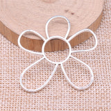 WYSIWYG 4pcs 48x42mm Antique Silver Color KC Gold Color Hollow Flower Charms Pendant For Earring Making Jewelry Accessories