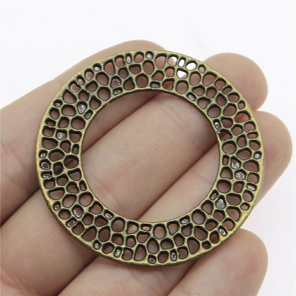 WYSIWYG 4pcs 49mm Vintage Big Round Circle Connector Charm Antique Bronze Color Big Round Circle Pendants Charm