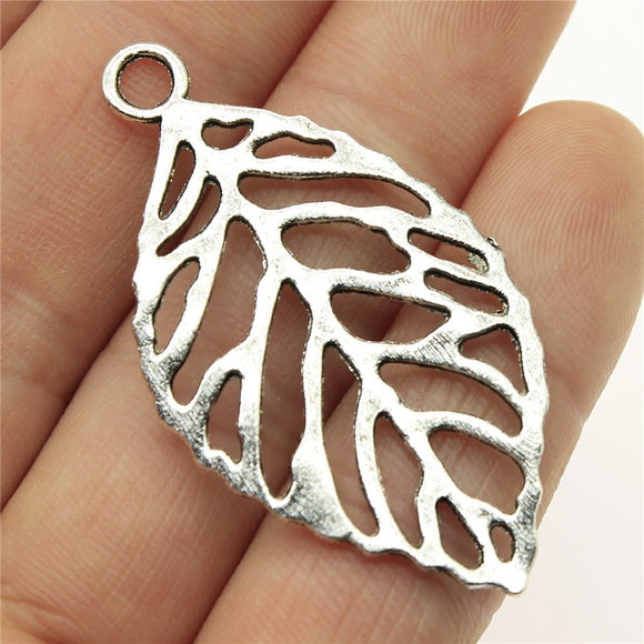 WYSIWYG 4pcs 49x26mm 3 Colors Hollow Leaf Pendant Leaf Pendant DIY Big Hollow Leaf Charm