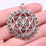 WYSIWYG 4pcs 49x41mm The Flower Of Life The Seed Of Life Charms For Jewelry Making Antique Silver Color Charms