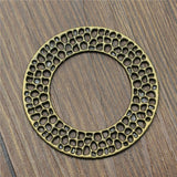 WYSIWYG 4pcs 49x49mm Charms Wreath Big Round Circle Pendants Alloy DIY Jewelry Making Accessories