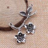 WYSIWYG 4pcs 50x31mm Flower Branch Charms Pendant Branch Pendant DIY