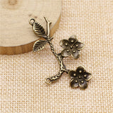 WYSIWYG 4pcs 50x31mm Flower Branch Charms Pendant Branch Pendant DIY