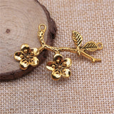 WYSIWYG 4pcs 50x31mm Flower Branch Charms Pendant Branch Pendant DIY