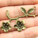 WYSIWYG 4pcs 50x31mm Flower Branch Charms Pendant Branch Pendant DIY