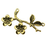WYSIWYG 4pcs 50x31mm Flower Branch Charms Pendant Branch Pendant DIY