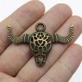 WYSIWYG 4pcs 50x34mm Ngau Tau Pendants Charms For Jewelry Making Antique Silver Color Antique Bronze Color DIY Jewelry Making