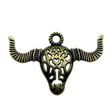 WYSIWYG 4pcs 50x34mm Ngau Tau Pendants Charms For Jewelry Making Antique Silver Color Antique Bronze Color DIY Jewelry Making