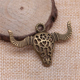 WYSIWYG 4pcs 50x34mm Ngau Tau Pendants Charms For Jewelry Making Antique Silver Color Antique Bronze Color DIY Jewelry Making