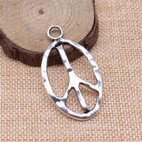WYSIWYG 4pcs 51x28mm Antique Silver Color Oval Peace Sign Charms Pendant For DIY Jewelry Making Handmade Jewelry Craft Findings EF3852