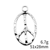 WYSIWYG 4pcs 51x28mm Antique Silver Color Oval Peace Sign Charms Pendant For DIY Jewelry Making Handmade Jewelry Craft Findings EF3852