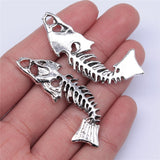 WYSIWYG 4pcs 52mm Big Fish Bone Charms Antique Silver Color Pendant Charms For Jewelry Making Jewelry Accessories