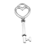 WYSIWYG 4pcs 53x20mm Antique Silver Color Heart Key Charms For Jewelry Making
