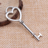 WYSIWYG 4pcs 53x20mm Antique Silver Color Heart Key Charms For Jewelry Making