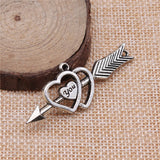WYSIWYG 4pcs 53x20mm Arrow To Heart Charms For Jewelry Making Antique Silver Color Charm Pendant Jewelry Accessories
