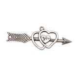 WYSIWYG 4pcs 53x20mm Arrow To Heart Charms For Jewelry Making Antique Silver Color Charm Pendant Jewelry Accessories