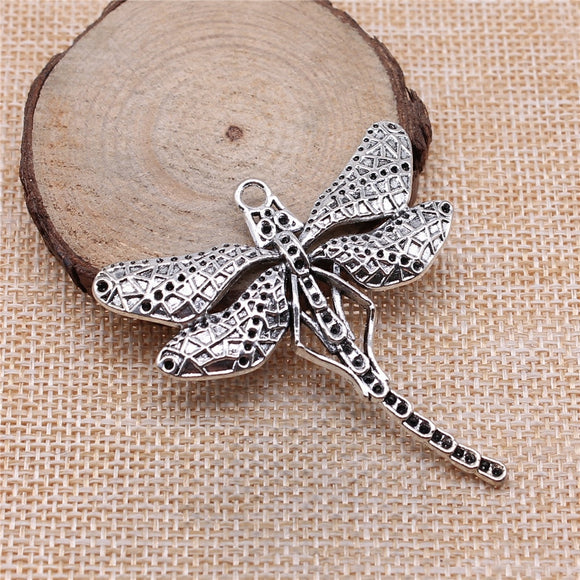 WYSIWYG 4pcs 53x50mm Dragonfly Charms Antique Silver Color Charms For Jewelry Making Jewelry Findings