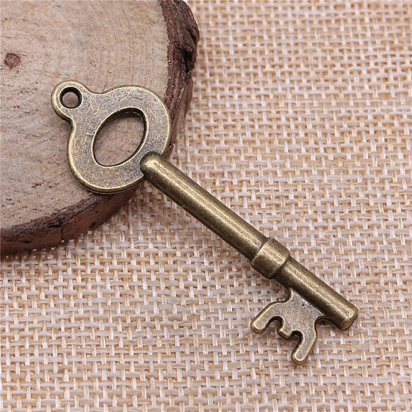 WYSIWYG 4pcs 54x18mm Key Charms For Jewelry Making Antique Bronze Color Charms Pendants Jewelry Accessories
