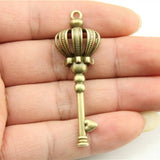 WYSIWYG 4pcs 56mm Crown Key Charms For Jewelry Making DIY Jewelry Findings Antique Silver Color Antique Bronze Color
