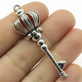WYSIWYG 4pcs 56mm Crown Key Charms For Jewelry Making DIY Jewelry Findings Antique Silver Color Antique Bronze Color
