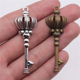WYSIWYG 4pcs 56mm Crown Key Charms For Jewelry Making DIY Jewelry Findings Antique Silver Color Antique Bronze Color