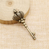 WYSIWYG 4pcs 56mm Crown Key Charms For Jewelry Making DIY Jewelry Findings Antique Silver Color Antique Bronze Color
