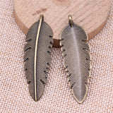 WYSIWYG 4pcs 56x18mm Antique Silver Color Large Feather Charm Pendant Large Feather Pendants Big Feather Charm