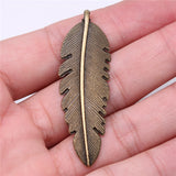 WYSIWYG 4pcs 56x18mm Antique Silver Color Large Feather Charm Pendant Large Feather Pendants Big Feather Charm