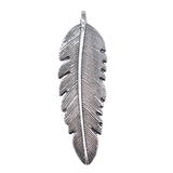 WYSIWYG 4pcs 56x18mm Antique Silver Color Large Feather Charm Pendant Large Feather Pendants Big Feather Charm