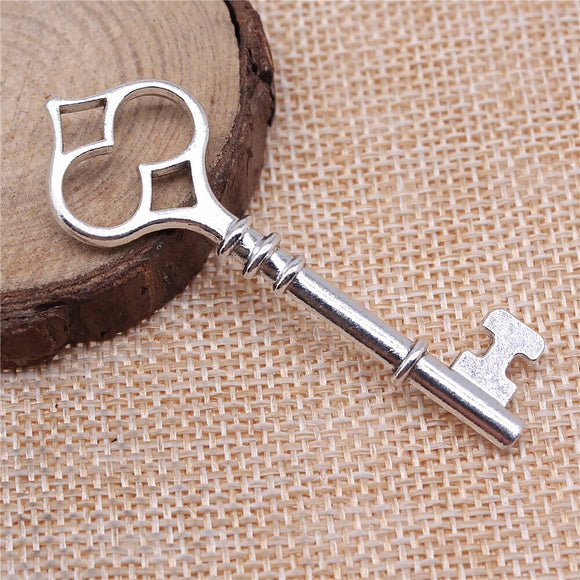 WYSIWYG 4pcs 60x20mm Key Charms Antique Silver Color Pendant Charms Jewelry Findings For Jewelry Making
