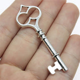 WYSIWYG 4pcs 60x20mm Key Charms Antique Silver Color Pendant Charms Jewelry Findings For Jewelry Making