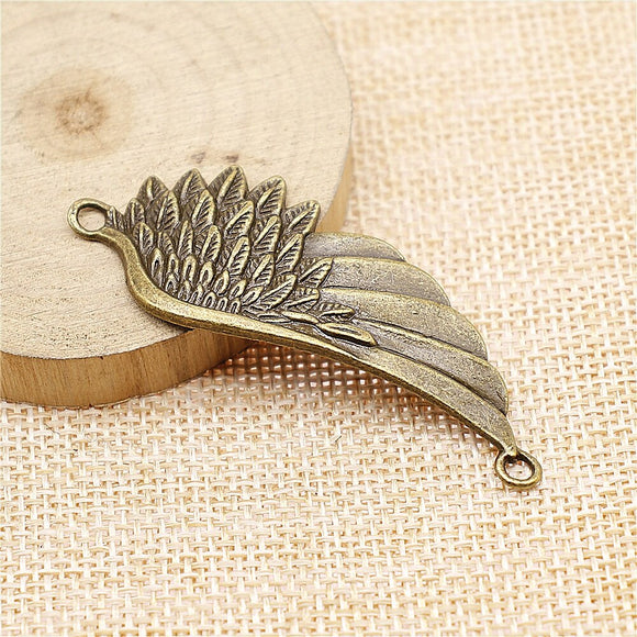 WYSIWYG 4pcs 60x22mm Big Angel Wing Connector Charms For Jewelry Making Vintage Antique Bronze Color Jewelry Findings