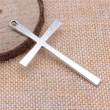 WYSIWYG 4pcs 60x36mm Antique Silver Color Cross Charms For Jewelry Making