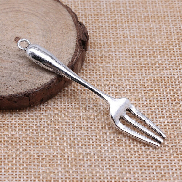 WYSIWYG 4pcs 67x12mm Pendant Fork Tableware Fork Charm Pendants For Jewelry Making Antique Silver Color Tableware Fork Pendants