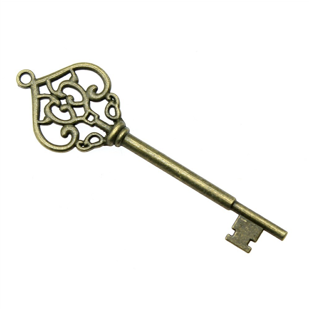 6 Pcs Antique Bronze Two Hole Key Charms Pendants 23x75mm A4834