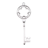 WYSIWYG 4pcs 75x25mm Flower Key Charms DIY Jewelry Findings Antique Silver Color Antique Bronze Color For Jewelry Making