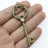 WYSIWYG 4pcs 75x25mm Flower Key Charms DIY Jewelry Findings Antique Silver Color Antique Bronze Color For Jewelry Making