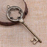 WYSIWYG 4pcs 75x25mm Flower Key Charms DIY Jewelry Findings Antique Silver Color Antique Bronze Color For Jewelry Making