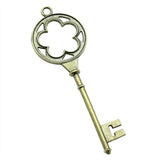 WYSIWYG 4pcs 75x25mm Flower Key Charms DIY Jewelry Findings Antique Silver Color Antique Bronze Color For Jewelry Making