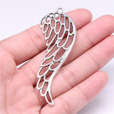 WYSIWYG 4pcs 78x27mm Big Angel Wings Charms For Jewelry Making Antique Silver Color Charm Pendant Jewelry Accessories