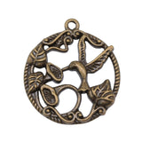 WYSIWYG 4pcs Bird Charms Pendant DIY Jewelry Findings 2 Colors Antique Silver Color Antique Bronze Tone 29x33mm