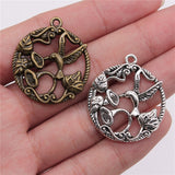 WYSIWYG 4pcs Bird Charms Pendant DIY Jewelry Findings 2 Colors Antique Silver Color Antique Bronze Tone 29x33mm