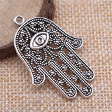 WYSIWYG 4pcs Charms Death Eye Hamsa Palm Fatima Hand 36x25mm Antique Making Pendant Fit Vintage DIY For Jewelry