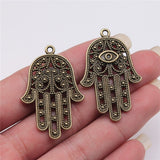 WYSIWYG 4pcs Charms Death Eye Hamsa Palm Fatima Hand 36x25mm Antique Making Pendant Fit Vintage DIY For Jewelry